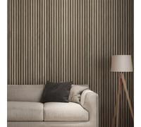 Acoustic Slat Premium Wall Panel Walnut (WPKT12) 2400x605mm 1.45sqm Luxury | Recycled polyester backing, Black mdf slats, Real timber veneer, Fix with screws / adhesive, Sound absorbing, Cut to size