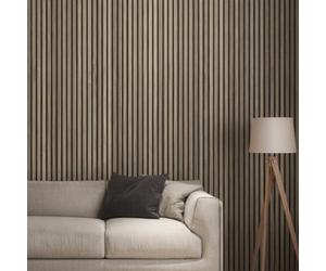 Acoustic Slat Premium Wall Panel Walnut (WPKT12) 2400x605mm 1.45sqm Luxury | Recycled polyester backing, Black mdf slats, Real timber veneer, Fix with screws / adhesive, Sound absorbing, Cut to size