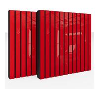 Acoustic Slat Sound Absorption-Diffuse Panels | 50x50x5cm | Sound Absorption, Diffusion & Reflection | Noise Control & Echo Reduction | Color: [x2 SLATO | Red glossy plastic]