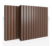 Acoustic Slat Sound Absorption-Diffuse Panels | 50x50x5cm | Sound Absorption, Diffusion & Reflection | Noise Control & Echo Reduction | Color: [x2 SLATO | Nut]