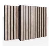 Acoustic Slat Sound Absorption-Diffuse Panels | 50x50x5cm | Sound Absorption, Diffusion & Reflection | Noise Control & Echo Reduction | Color: [x2 SLATO | Sonoma]