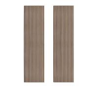 Acoustic Slat Wall Panels x 2 Light Walnut Luxury 3D Wood Veneer Modern Feature Slatted Panelling Interior Wall or Ceiling 2400mm x 600mm Felt Backing Sound Absorbing Easy Installation Fixing Kit