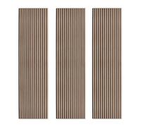 Acoustic Slat Wall Panels x 3 Light Walnut Luxury 3D Wood Veneer Modern Feature Slatted Panelling Interior Wall or Ceiling 2400mm x 600mm Felt Backing Sound Absorbing Easy Installation Fixing Kit