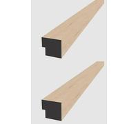 Acoustic Slatted Wall Panel Decorative Slat 3D Timber Oak Natural - 2400mm x 600mm (End Trim x2 Washed Oak 2400x30mm)
