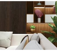 Acoustic Tall Wall Panels 600MM X 2800MM Pack of 3 Soundproof Decorative Panels for Noise Reduction in Studio, 3D Slat Wall Panelling 5.04m² Per Pack (02WT Walnut)