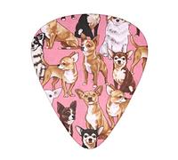 Acoustic Variety Pack Guitar Pick Pack Of 12 Including Thin, Medium And Heavy Guitar Pick Chiwawas Dog Pink