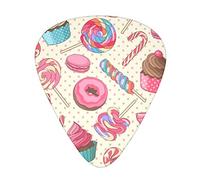 Acoustic Variety Pack Guitar Pick Pack Of 12 Including Thin, Medium And Heavy Guitar Pick Colorful Sweet Lollipop Cupcake Donut