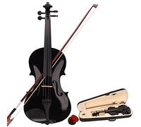 Acoustic Violin Fiddle Full Size with Bridge Bow Rosin Case Stringed Musical Instruments for Beginner Adult Boys Girls Children Kids (4/4, black)¡