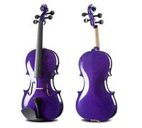 Acoustic Violin fiddle Handmade 4 Strings 4/4 Full Size Basswood Violin Student Set for Starters Handcrafted and Acoustic with Case Bow Bridge Rosin Cloth and Spare Strings Glossy Purple