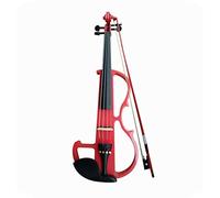 Acoustic Violin Fiddle Handmade Electric Violin 4/4 Full Size Silent Violin Solid Wood with Violin Case Bow (Red)