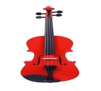 Acoustic Violin Set with Case 1/8 plywood bright color acoustic violin with rosin case, bow, silencer kit practice set for music lovers(Red)