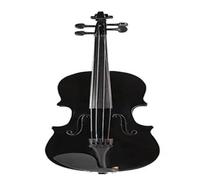 Acoustic Violin Set with Case 1/8 plywood bright color acoustic violin with rosin case, bow, silencer kit practice set for music lovers(Blackone)
