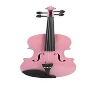 Acoustic Violin Set with Case 1/8 plywood bright color acoustic violin with rosin case, bow, silencer kit practice set for music lovers(Pink)