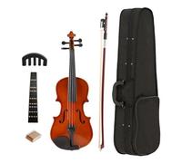 Acoustic Violin Set with Case 1/8 plywood bright color violin trainer set beginner bow silencer practice set for music lovers(Light Brown)