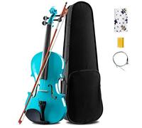 Acoustic Violins, Violin 4 Strings 4/4 Full Size Basswood Violin Student Set for Starters, Handcrafted and Acoustic with Case, Bow, Bridge, Rosin, Cloth and Spare Strings, Glossy Blue