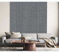 Acoustic Wall Panelling 2400mm x 600mm Decorative 3D Slatted Wood Effect (Cement)