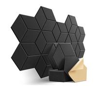 acoustic wall panels 12 Pack Self-adhesive Acoustic Panels Sound Proof Foam Y-Lined Design to Absorb Noise Eliminate Echoes 12" X 10" 0.4" for Wall, Recording Studios, Home, Office(Black)