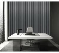 Acoustic Wall Panels 600MM X 2400MM Pack of 4 Soundproof Decorative Panels for Noise Reduction in Studio, 3D Slat Wall Panelling 5.76m² per Pack (Mettalic Dark Grey 01WJ)