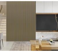 Acoustic Wall Panels 600MM X 2400MM Pack of 4 Soundproof Decorative Panels for Noise Reduction in Studio, 3D Slat Wall Panelling 5.76m² Per Pack (M Gold 01WG)