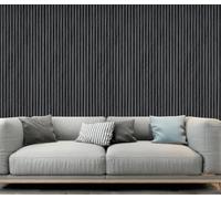 Acoustic Wall Panels 600MM X 2400MM Pack of 4 Soundproof Decorative Panels for Noise Reduction in Studio, 3D Slat Wall Panelling 5.76m² per Pack (Dark Grey 01C)