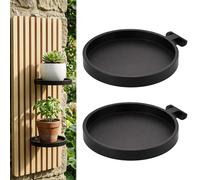 Acoustic Wall Panels Planter Trays, 2 Pack Black Floating Plant Holders for Vertical Greenery Display, Tool-Free Installation for Small Spaces and Modern Interiors, Compatible with 13mm Slat Spacing