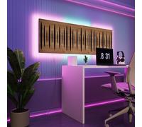 Acoustic Wall Panels with RGB LED Strip - Sound Absorbing Foam Panels with Backlight - Echo Control & Ambient Lighting for Studio, Gaming, Podcast | Type: [3x PULSAR - Grouped | Oak]