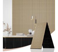 Acoustic Wood Slat Wall Panels，JSSZWYP Folded 2 Pack - 1200mm x 600mm, Expandable is 2400mm x 600mm 1.44㎡ 3D Fluted Acoustic Wall Panels, for Interior Decoration (13# Classic Oak1, 2400mm*600mm*1pcs)