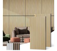 Acoustic Wood Wall Panels, 2-Pack 45.3" x 23.6" Soundproof Wall Panels, Wood Slat Wall Panels for Wall Decor, Natural Oak