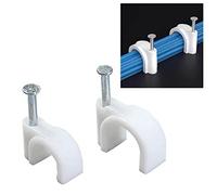 Acouto 100 PCS 5mm Steel Nail Line Clamp/Holder Round Cable Fixing Clips for Wall Mounted Cord Management Break Resistant Easy The and Nail Impact Keep Line Clamp/Holder Steel Not