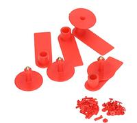 Acouto 100 Sets Livestock Identification Ear Tags, Handwritable Animal Ear Label with Unique Numbers for Cattle Sheep Horse, Red 5.3 x 1.8cm