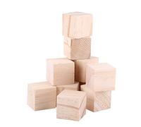 Acouto 10pcs 25mm Wood Square Blocks Cubes Craft Accessary, Sturdy and Safe Building Toys with Decorations for Weddings, Parties