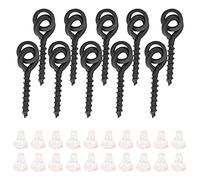 Acouto 10Pcs Bait Screws with 20pcs Oval Rings Carp Rig Stops Carp Fishing Tackle Hook ScrewGreen Use Convenient The R Bait Screws with Rig StopsBait with Oval Hook (White)