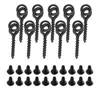 Acouto 10Pcs Bait Screws with 20pcs Oval Rings Carp Rig Stops Carp Fishing Tackle Hook ScrewGreen Use Convenient The R Bait Screws with Rig StopsBait with Oval Hook (Black)