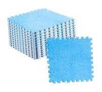 Acouto 10pcs Plush Puzzle Floor Foam Mat Tiles Cuttable Slip Interlocking Carpet Tiles Sea Blue a Soft Feel or Floor Plush Mat TilesPlush Puzzle MatInterlocking Carpet (Blue)