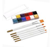 Acouto 12 Colors Oily Face Paint Pigment Greasepaint Kit with 6pcs Paintbrush Brushes Safe Body & Face Paint Facepaints Bodypaint for Artist Students Drawing Painting Art Supplies for Ha