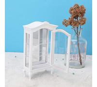 Acouto 12 Doll House White Wooden Three Layers Transparent Window Display Cabinet for Dolls 2 Three the Window D Dollhouse CabinetDollhouse Display CabinetDollhouse Wooden CabinetWooden