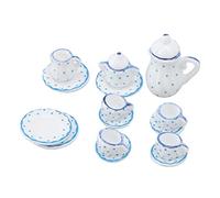 Acouto 15 Pcs Dollhouse Tea Set Simulation Ceramic Tea Cups Set Doll House Accessories Miniature Model Props Type E E Model Props Type Dollhouse SetDollhouse Cup (D)