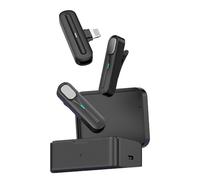 Acouto 2.4GHz Wireless Lavalier Microphone, Switchable Mono Stereo Output with 20m Transmission Range Noise Reduction, Long Battery Life 5 Hours, for Smartphone Camera (iOS digital output)