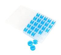 Acouto 25pcs Sewing Machine Bobbins, Empty Bobbins, Plastic Spool Replacement for Household Sewing Machine, with Box for Thread Storage, DIY Crafts, Cross Stitch and Embroidery