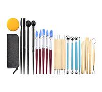Acouto 25pcs Tools Modeling Clay Sculpting Tools Kit Ceramic Pottery Carving Including Double Ended Dotting Stylus Clay Rubber Tip Pens Plastic Stylus Sponge