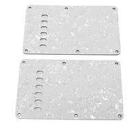 Acouto 2PCS Electric Guitar Back Cover Plates with 6 Holes PVC Plastic Guitar Guard Backplate Replacement White Cover with Design Co Electric Back CoverElectric (White)