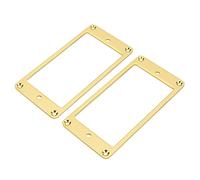 Acouto 2Pcs Electric Guitar Pickup Metal Flat Mounting Frame Musical Instrument AccessoriesBlack to Deform Accessory Electric Guitar Pickup RingElectric FramePickup Metal (Gold)