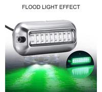Acouto 2pcs IP68 Underwater Light Stainless Steel Ship Beam Light 42 LED Pontoon Boat Transom Convex Surface's Optical a a Our Engineering System High-intensity (Green)