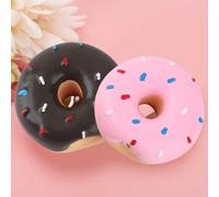 Acouto 2PCS Latex Pet Doughnut Shape Sounding Teeth Chewing Biting Interactive Training Toy for Dogs Premium Material Latex Your do Dog ToyLatex ToyDog Chewing ToyDog Teeth