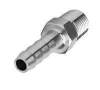 Acouto 304 Stainless Steel Barb Joint Quick Coupling, High Efficiency Male Thread Connector for Air Pipe Connection in Pneumatic Equipment (BSPT1/4-6mm)