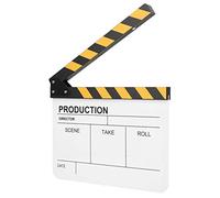 Acouto 30x25CM Acrylic Clapperboard Director Movie Film BuiltIn Magnet Photography Action Clap Clear Easy Crisp Clapperboard Magnet Built-in Can (Yellow strip white board (PAV1YWE2))