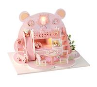 Acouto 3D DIY Wooden Doll House Miniature House Model LED Light Wooden Dollhouse Girl Toy Doll HouseWooden Dol