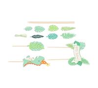 Acouto 4 Set Dinosaur Cake Topper G Dinosaur Palm Leaf Happy Birthday English Card Cake Decorations Party Decoration TopperDinosaur Decoraanical Card