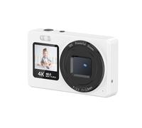 Acouto 4K Digital Camera 48MP Autofocus Camera with Dual Screen 18X Zoom 2.4-Inch Display Portable for Kids Teens Students (White)