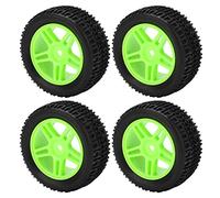 Acouto 4PCS RC Car Tires 75mm Wear Proof U Type Rubber Vehicle Wheel Plastic Wheel Rims with Uneven Texture for 144001 1 14 Remote Control Car (Green)